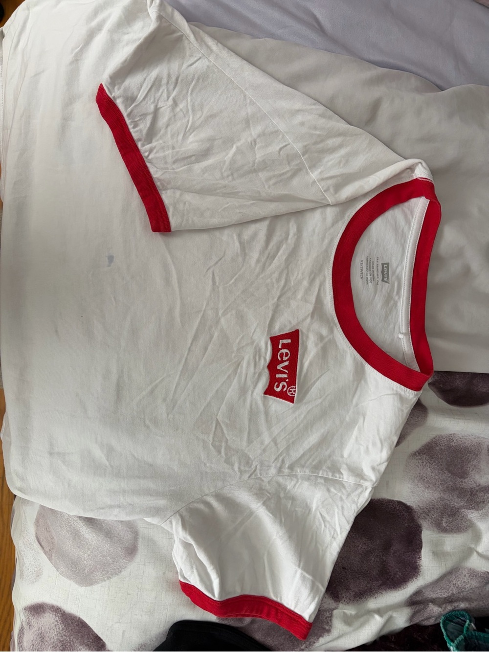 Levi's White Tee with Red Ringer Trim and Logo